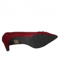 Zapato de salon para mujer en gamuza rojo oscuro tacon 6 - Tallas disponibles:  42
