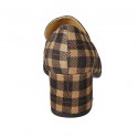 Woman's pointy loafer in plaid brown and beige suede heel 6 - Available sizes:  42, 43