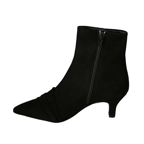 black suede boots with zipper
