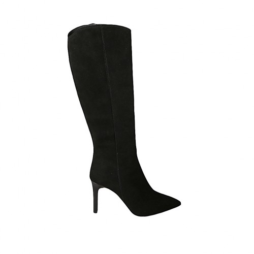 Bottes bout pointu pour femmes avec fermeture clair en daim