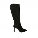 Woman's pointy boot with zipper in black suede heel 8 - Available sizes:  31