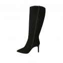 Woman's pointy boot with zipper in black suede heel 8 - Available sizes:  31