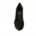 Zapato de salon a punta para mujer en gamuza negra con plataforma y tacon 10 - Tallas disponibles:  31