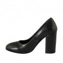Woman's pump with rounded tip in black leather heel 9 - Available sizes:  31