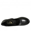 Zapato de salon redondeado para mujer en piel negra tacon 9 - Tallas disponibles:  31