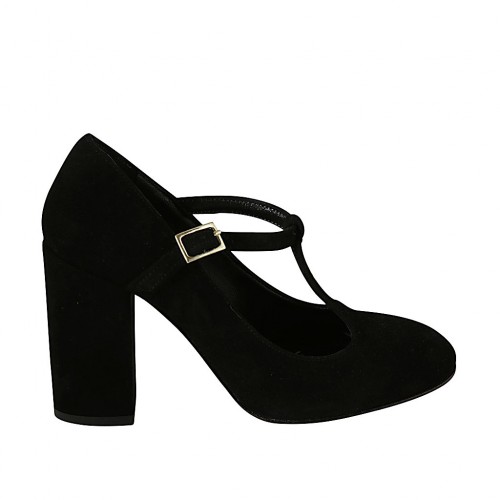 t strap block heel pumps