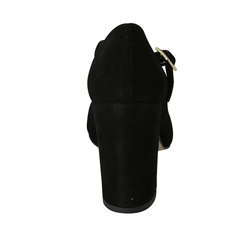 black suede t strap pumps