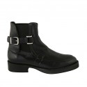 Woman's ankle boot with elastic bands and buckle in black leather heel 3 - Available sizes:  42