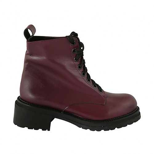 Botines Granates De Plataforma Con Cordones Y Cremallera Stay | Querol