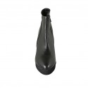 Botines con cremallera para mujeres con plataforma en piel de color negro con tacon 10 - Tallas disponibles:  42