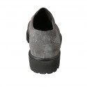 Woman's shoe in grey suede and printed leather heel 3 - Available sizes:  43, 45