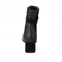 Bottines pour femmes avec fermeture éclair et boucle en daim noir et tacheté et cuir verni noir talon 6 - Pointures disponibles:  43