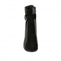 Stivaletto da donna con cerniera e fibbia in camoscio nero e maculato e vernice nera tacco 6 - Misure disponibili: 32, 43