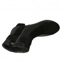Bottines pour femmes avec fermeture éclair et boucle en daim noir et tacheté et cuir verni noir talon 6 - Pointures disponibles:  43