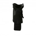 Stivaletto da donna con cerniera e fibbie in camoscio nero e stampato maculato tacco 6 - Misure disponibili: 32, 33, 43