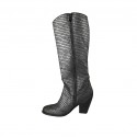 Woman's Texan boot with zipper in grey printed leather heel 8 - Available sizes:  42