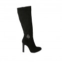 Woman's boot in black suede with accessory and zipper heel 10 - Available sizes:  42