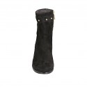 Woman's ankle boot with studs and zipper in black suede heel 6 - Available sizes:  32, 43