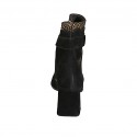 Stivaletto da donna con cerniera e fibbia in camoscio nero e stampato maculato oro tacco 6 - Misure disponibili: 32, 33, 42, 43