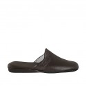 Men's slippers in dark brown leather - Available sizes:  47, 48, 49, 50, 51, 52