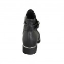 Bottines pour femmes en cuir noir avec boucle et fermeture éclair talon 3 - Pointures disponibles:  32