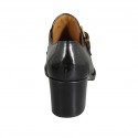Woman's highfronted shoe with buckle and studs in black leather heel 6 - Available sizes:  43