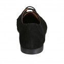 Zapato derby para mujer con cordones y elasticos en gamuza negra tacon 1 - Tallas disponibles:  32