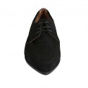 Woman's laced derby shoe with elastic bands in black suede heel 1 - Available sizes:  32