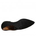 Woman's laced derby shoe with elastic bands in black suede heel 1 - Available sizes:  32