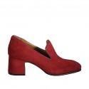 Woman's mocassin in red suede heel 6 - Available sizes:  43