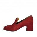 Woman's mocassin in red suede heel 6 - Available sizes:  43