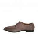 Woman's laced derby shoe with elastic bands in taupe suede heel 1 - Available sizes:  42, 43
