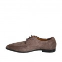 Woman's laced derby shoe with elastic bands in taupe suede heel 1 - Available sizes:  32, 42, 43