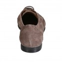 Zapato derby para mujer con cordones y elasticos en gamuza gris pardo tacon 1 - Tallas disponibles:  32, 42, 43