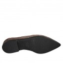 Woman's laced derby shoe with elastic bands in taupe suede heel 1 - Available sizes:  42, 43
