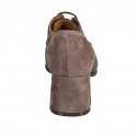 Scarpa stringata derby da donna in camoscio taupe e pelle marrone tacco 6 - Misure disponibili: 42