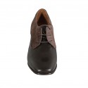 Chaussure derby à lacets pour femmes en daim taupe et cuir marron talon 6 - Pointures disponibles:  42