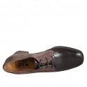 Zapato derby para mujer con cordones en gamuza gris pardo y piel marron tacon 6 - Tallas disponibles:  42