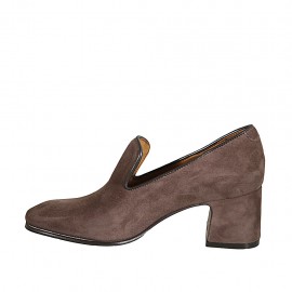 Mocasin pour femmes en daim taupe talon 6 - Pointures disponibles:  42, 43 2