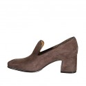 Woman's mocassin in taupe suede heel 6 - Available sizes:  42, 43