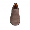 Woman's mocassin in taupe suede heel 6 - Available sizes:  42, 43
