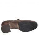 Mocasino para mujer en gamuza gris pardo tacon 6 - Tallas disponibles:  42, 43