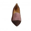 Chaussure avec elastiques pour femmes en daim marron, rose et taupe talon 5 - Pointures disponibles:  32, 43, 45