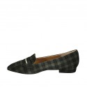 Woman's pointy loafer in plaid green and black suede heel 1 - Available sizes:  33, 42