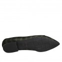 Mocasin à bout pointu pour femmes en daim écossais vert et noir talon 1 - Pointures disponibles:  42