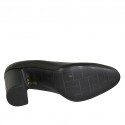 Zapato de salon redondeado para mujer en piel negra tacon 8 - Tallas disponibles:  32