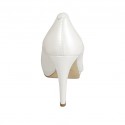 Zapato de salon con plataforma para mujer en piel de color marfil perlado tacon 9 - Tallas disponibles:  31