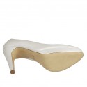 Zapato de salon con plataforma para mujer en piel de color marfil perlado tacon 9 - Tallas disponibles:  31