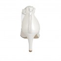 Woman's pump in pearled ivory leather with backside zipper and crossed straps heel 7 - Available sizes:  44, 45