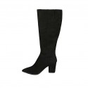 Woman's pointy boot with zipper in black suede heel 7 - Available sizes:  31, 32, 33